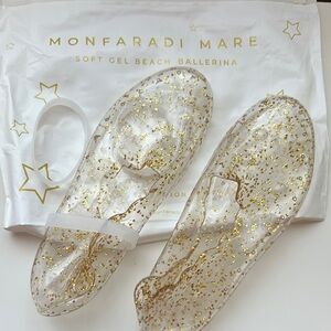 Gold Glitter Women's Beach Ballerina Shoes